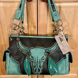 Montan West Feathered Skull Conceal Carry Purse